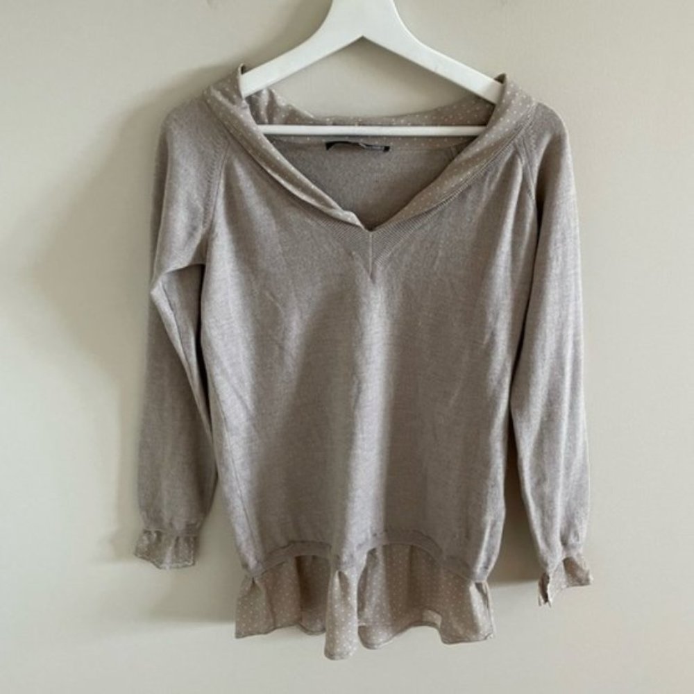 Love Moschino 100% Wool Lightweight Sweater With Built In Blouse Size 4